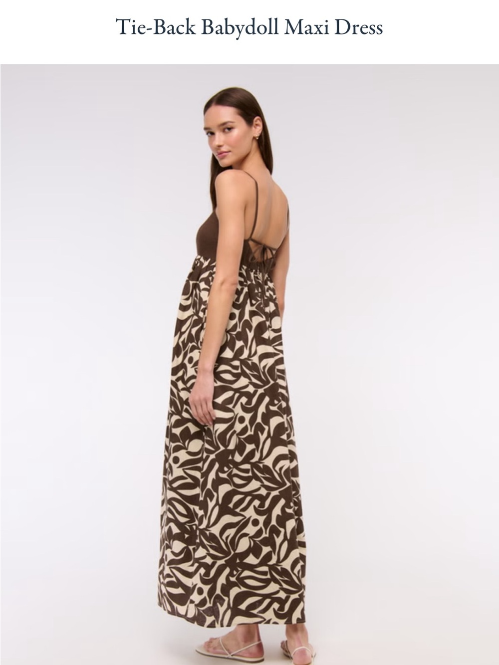 Abercrombie & Fitch Brown and Cream Tie-Back Babydoll Maxi Dress